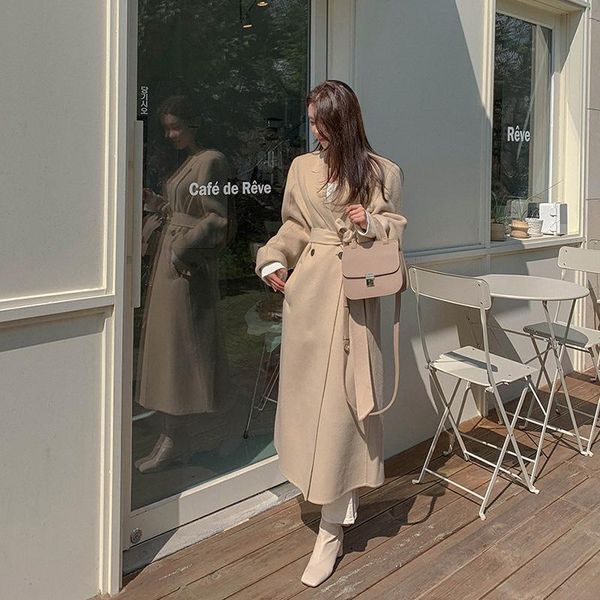 

women's wool & blends 817 2021 han guodong gate long loose overcoat woollen cloth coat a undertakes to women, Black