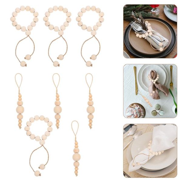 

napkin rings 8pcs wedding banquet holders wooden bead table decor