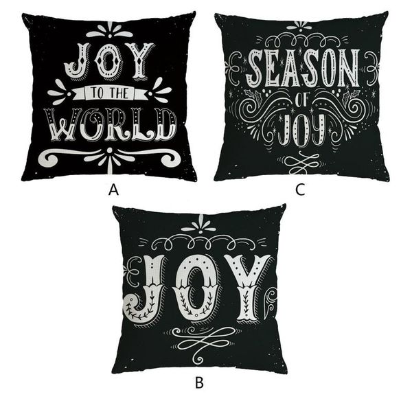 

cushion/decorative pillow black cushion cover christmas letter case home decor family pillowcase throw housse de coussin