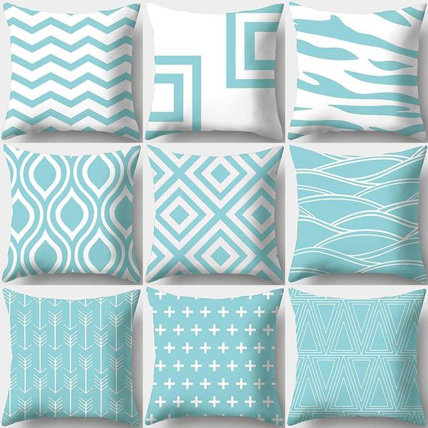 

cushion/decorative pillow light blue geometric print polyester cushion cover throw sofa decoration pillowcover decorative cushions pillowcas