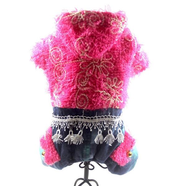 

dog apparel winter warm cotton costume clothes, dogs puppy 4 legged hooded cold weather coat with bells on the hips