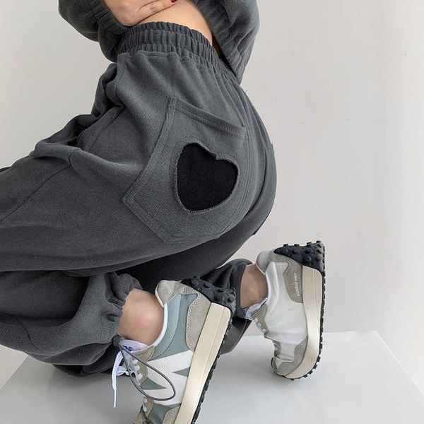 

women's pants & capris houzhou women 2021 spring gray sweatpants jogger fashion track cotton trousers for female korean style, Black;white