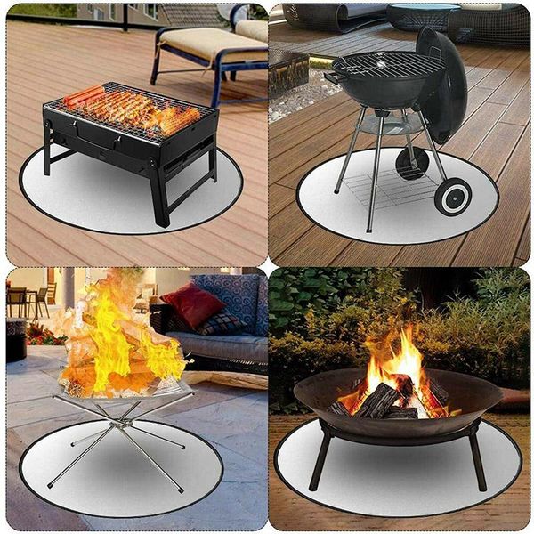 

tools & accessories 24/30/36/39inch fire pit mat round thick fireproof cloth heat shield bbq barbecue heat-resistant protect deck patio gras