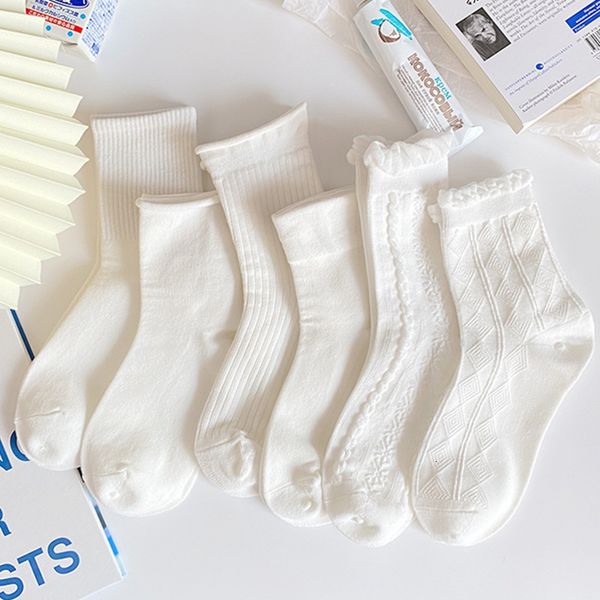 

white children's lovely jk ins fashion middle tube spring and summer thin lolita lace socks, Black;white
