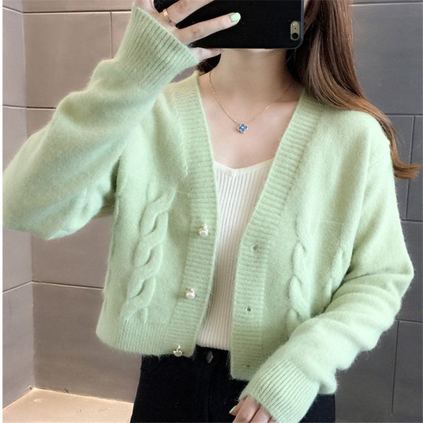 

women's sweaters knitted jacket, short sleeve jacket with loose neckline, four colors, korean fashion, autumn and winter tl29, White;black