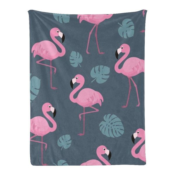 

Custom Super Soft Throw Blanket Fleece Blanket for Sofa Bed Gift Tropical Flamingo Leaves (30X40inch)