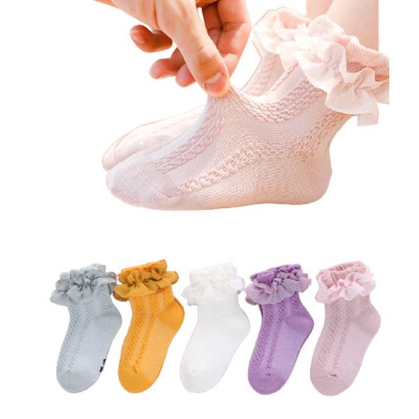 

4pairs/ lot girls lace socks toddler baby korean style dancing sock children's spring socken infant princess cotton clothing, Pink;yellow