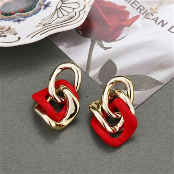 

stud 2021 creative chain thick earrings summer ear jewelry for women, Golden;silver
