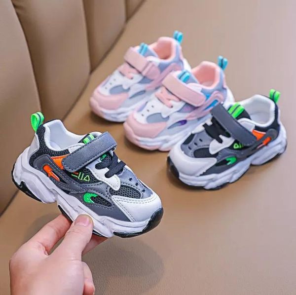 

comfortable 2021 spring children shoes boys girls casual breathable knitting lace-up sport soft bottom kids sneakers athletic & outdoor, Black