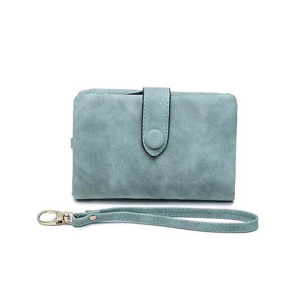 

card holders 2021 korean buckle multi pocket small fresh and lovely three fold women's wallet simple style, Brown;gray