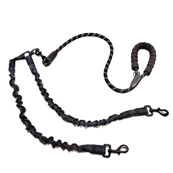 

dog collars & leashes reflective two dogs leash adjustable 1 for 2 double traction rope foam handle pet lead medium large big
