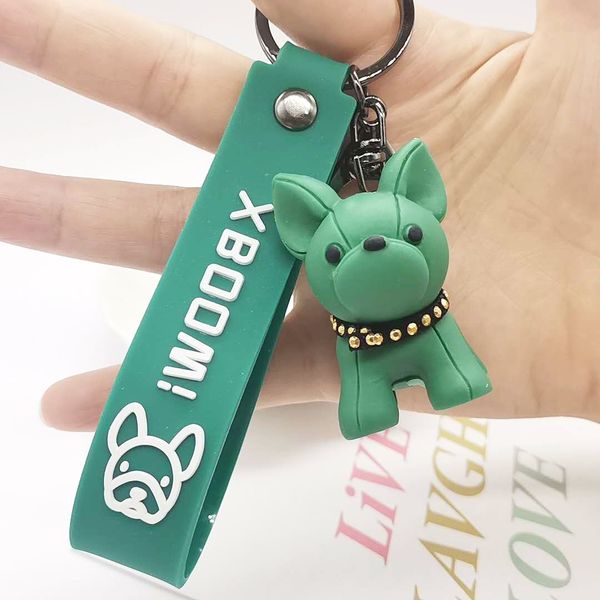 

2021 fashion keychain net red french bulldog key ring girl bag pendant cute dog doll pendant, Silver