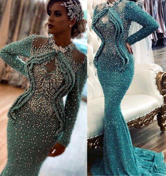 

2021 plus size arabic aso ebi luxurious lace mermaid prom dresses beaded crystals evening formal party second reception gowns dress zj532, Black