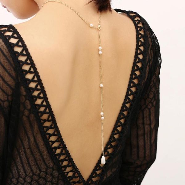 

pendant necklaces water drop pearl women gold silver color tassel jewelry accessories fashion necklace