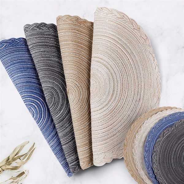 

mats & pads 6/4pcs japanese round ramie braided placemats insulation pad dining table mat fashion coffee tea tableware placemat