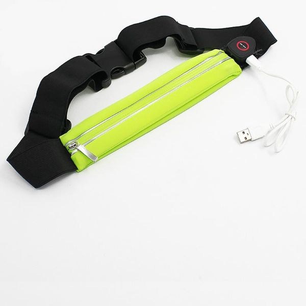 

waist bags casual pockets waterproof pouch night running shine exercise led usb bag
