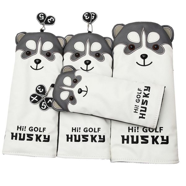 

husky pu golf club headcover for driver fairway wood hybrid cover covers