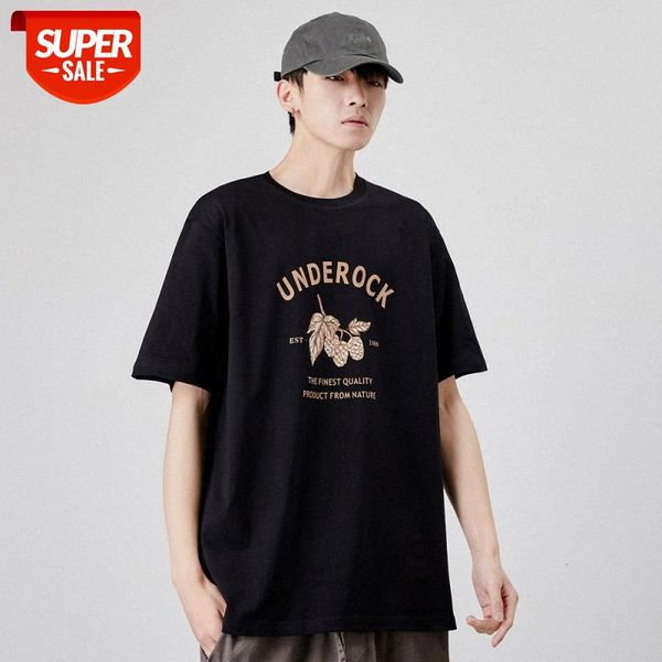 

mansclot letter print round neck loose short sleeve t-shirt men's half #n74x, White;black