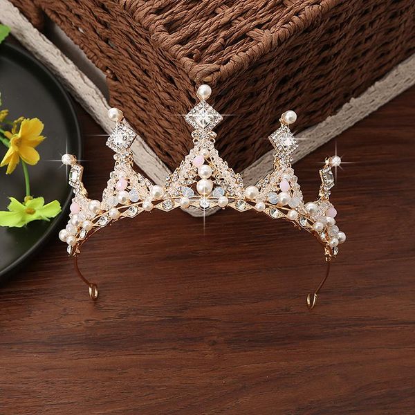 

hair clips & barrettes kids girls crystal crown wedding party accessiories flower girl diadems jewelry bridal children tiara, Golden;silver