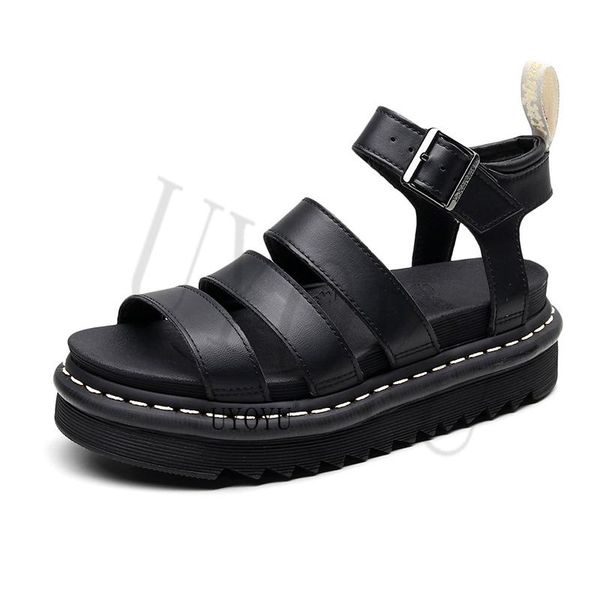 

sandals designer women sewing platform summer genuine leather gladiator ladies 2021 runway show shoes woman, Black