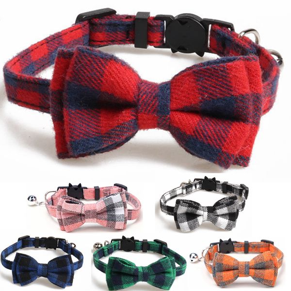 

Fashion Cat Collar Brakaway With Bll And Bow Ti Plaid Dsign Adjustabl Safty Kitty Kit British Styl Collars St 6.8-10.8In