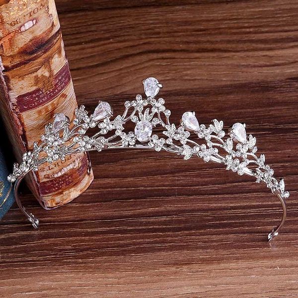 

hair clips & barrettes luxury crystal flower bridal diadem jewelry rhinestone headpiece tiaras and crowns de noiva bride wedding accessories, Golden;silver