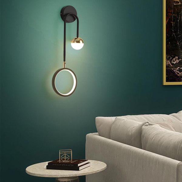 

artpad black metal wall lamps bedroom decor sconce indoor home tv background 3 color dimmable rotatable bedside lamp 12w