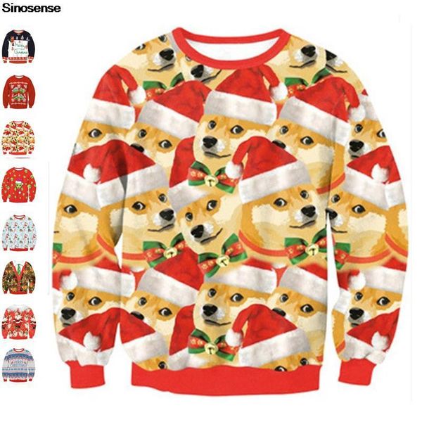 

men's sweaters men women ugly christmas sweater 3d dog printed autumn long sleeve crewneck holiday party sweatshirt xmas jumpers, White;black