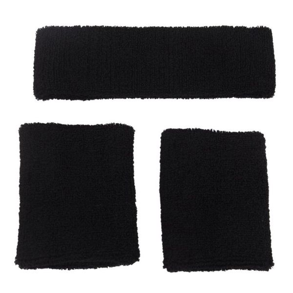 

elbow & knee pads 1x headband and 2x elastic bracelets for sports - black, Black;gray