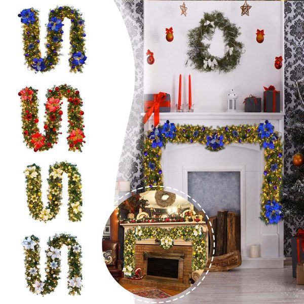 

decorative flowers & wreaths 2.7m illuminated garland christmas encrypted rattan door hanging decoration tree (with lights)