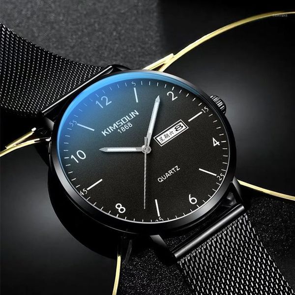 

wristwatches 2021 ultra-thin watch men's fashion watches double calendar waterproof quartz student simple, Slivery;brown
