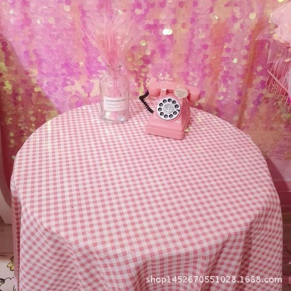 

table cloth pink plaid printed rectangle reusable tablecloth