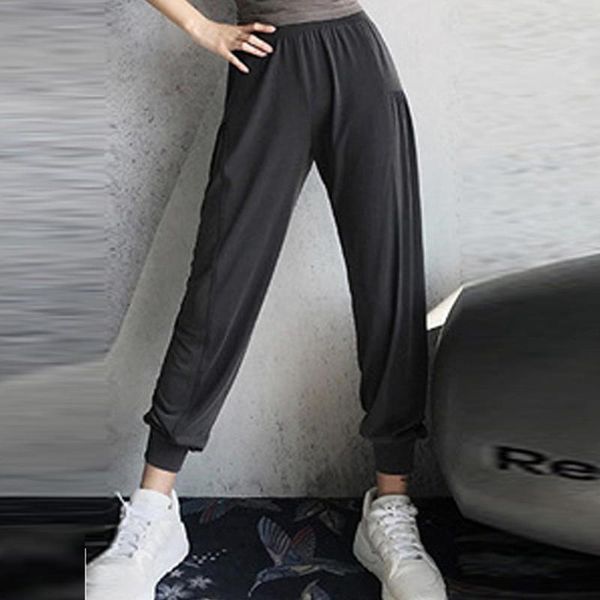 

running pants women casual solid color stretch high waist loose sportwear female outdoor long trousers sweatpants for 2021, Black;blue