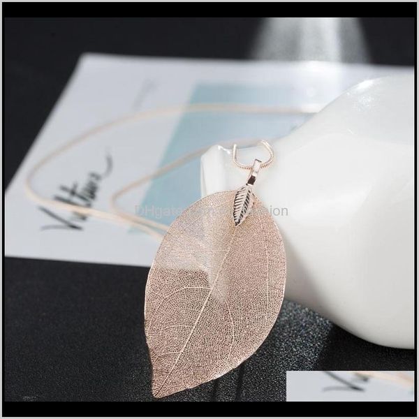 

necklaces & pendants jewelry design womens beautiful metal chain winter sweater natural leaf plated pendant necklace ps0791 drop delivery 20, Silver