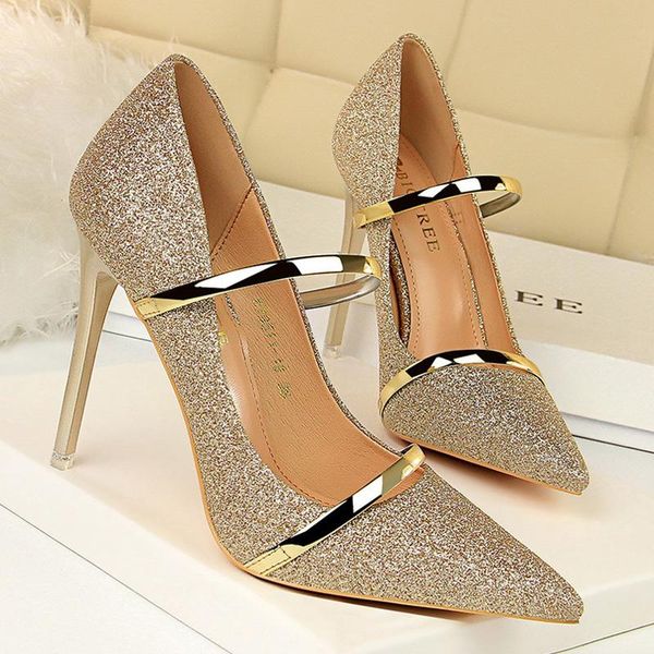 

dress shoes bigtree wedding women pumps sequin high heels office lady stiletto female heel, Black