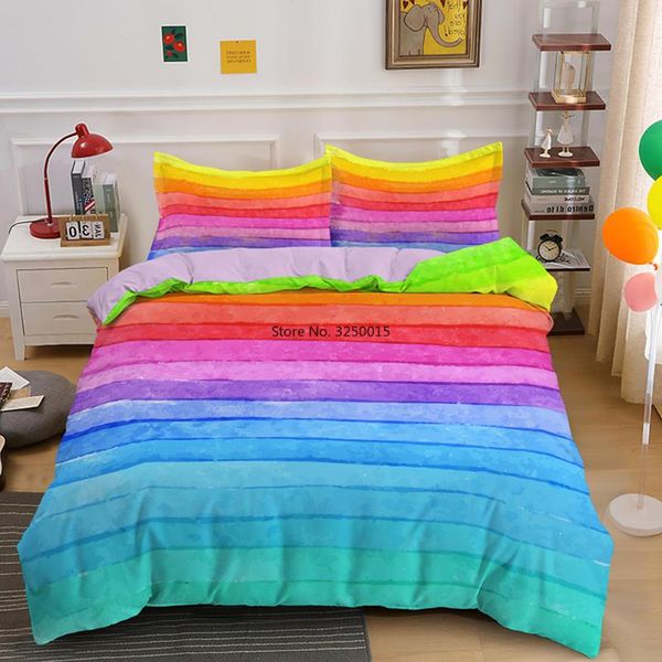 

bedding sets 2-3 pcs colorful rainbow abstract set  duvet cover for children dream comforter covers with pillowcase