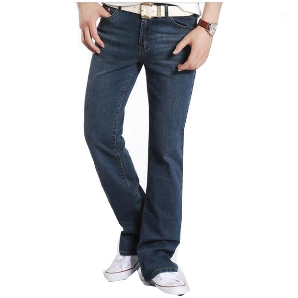 

men's pants leg jeans high waist long flare slim, Black