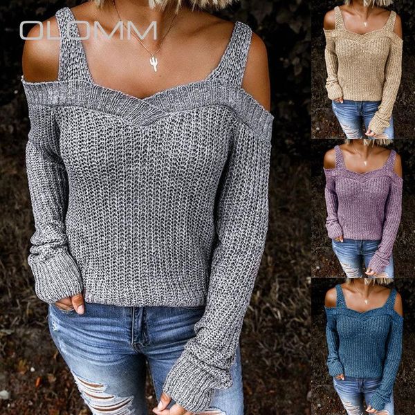 

women's 2021 autumn strap off-shoulder sweater solid color casual long-sleeved sweaters, White;black