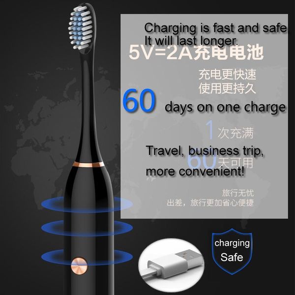 

gollinio sonic electric toothbrush timer brush 5 mode usb charger rechargeable tooth brushes replacement heads set gl16c smart