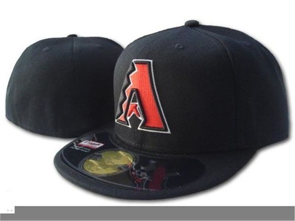 Bereiter Bestand 2021 Herrenmode Hip Hop Klassisch Schwarz Farbe Arizona Flat Peak Geschlossene Caps in voller Größe Baseball Sport Alle Team-Fitted-Hüte in Größe 7-Größe 8 Mischungsauftrag OK