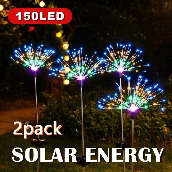 

lawn lamps 2pcs solar led light outdoor garden lighting dandelion fireworks decoration lamp 120/150/200led for terrace landscape