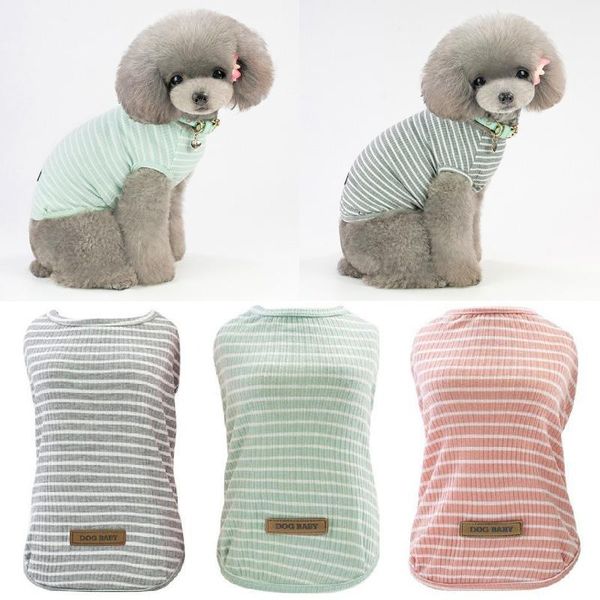 

dog apparel fashion pet vest stripe sweater shirt spring and summer clothes for dogs cats puppy wholesale