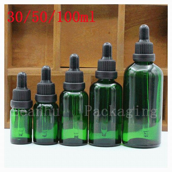 

30/50/100ml green glass oil packing bottles black glue dropper,empty cosmetic packaging bottle,women's beauty of small tools storage &
