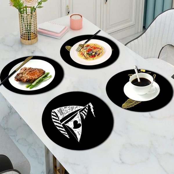 

mats & pads kitchen placemat pu leather anti-slip heat-resistant table mat anti-dirty design dinner home place