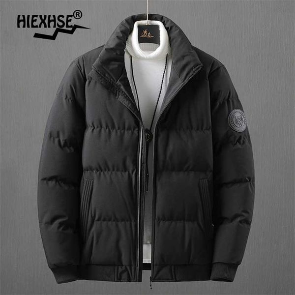 

men autumn casual parkas coat mens jacket brand coat fashion winter thick warm padded outwear windproof parkas jacket 211008, Black