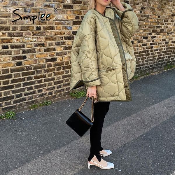 

oversized parka women casual geometric printed long sleeve collarless puffer jacket high street loose overcoat 2021 new, Black