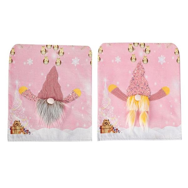 

chair covers christmas sequins faceless gnome led light up pink cartoon back cap slipcover for dining holiday home party d