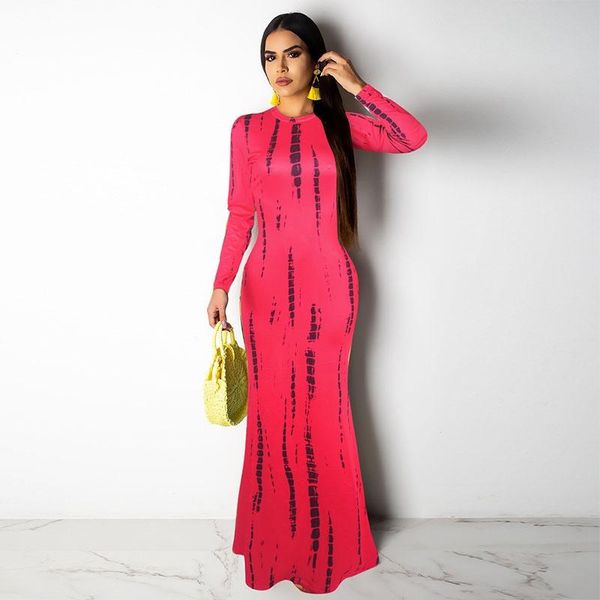 

casual dresses tie dye bodycon night party dress long sleeve birthday outfits for women fall clothing clubwear maxi, Black;gray