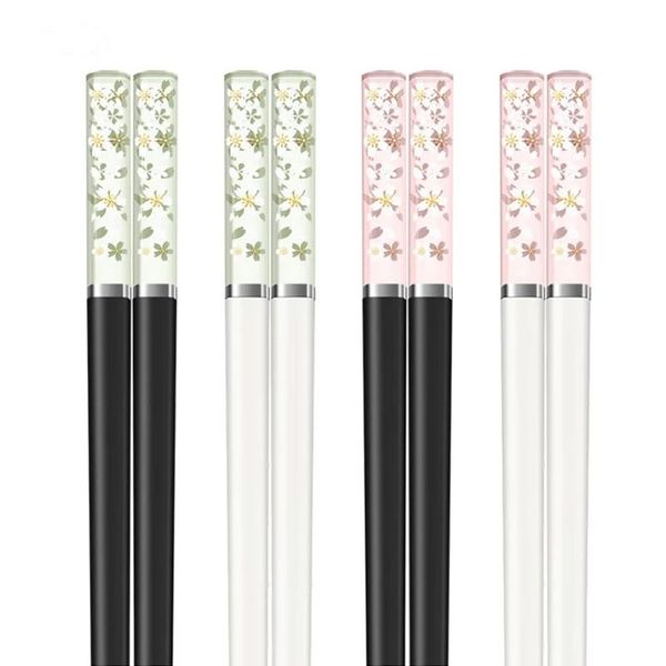 Bacchette Ambra Ciliegia Set Giapponese Antibatterico Antiscivolo Fiori Sushi Chop Sticks Boxed Cute