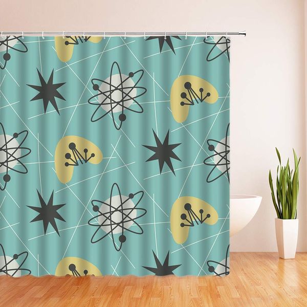 

mid century shower curtain vintage mid iconic atomic starbursts century modern classic retro pattern fabric bathroom decor set